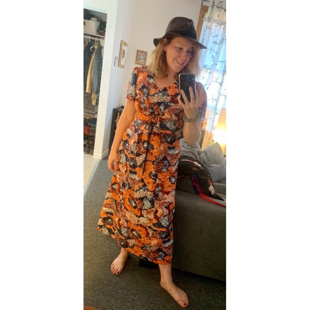 Vintage Lace-Up Maxi Dress